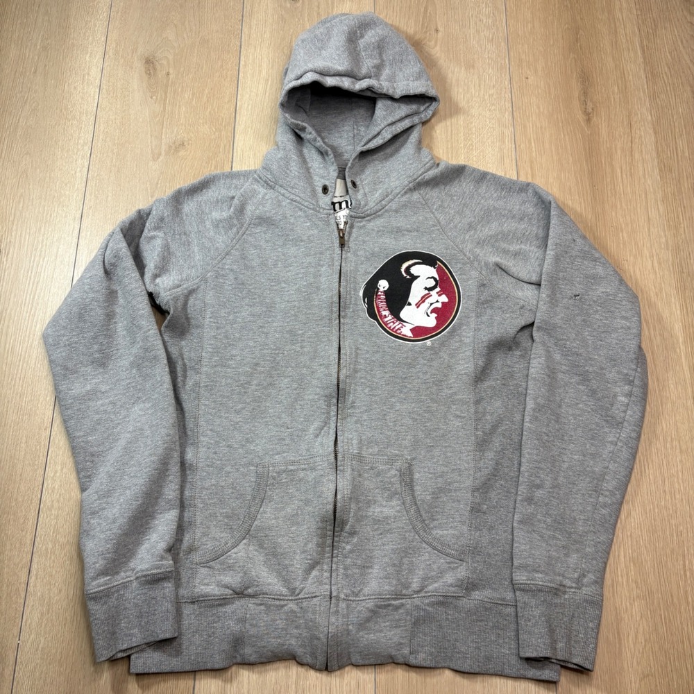 Florida State Seminoles FSU Zip Up Hoodie Gray Women Large Vintage Soft Noles